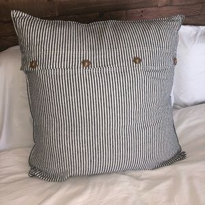 Euro Pillow Cover - Navy/White Pinstripe